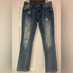 Miss Me Jeans Women's Size 10 30x31 Straight Cut Embellished Distressed Bling